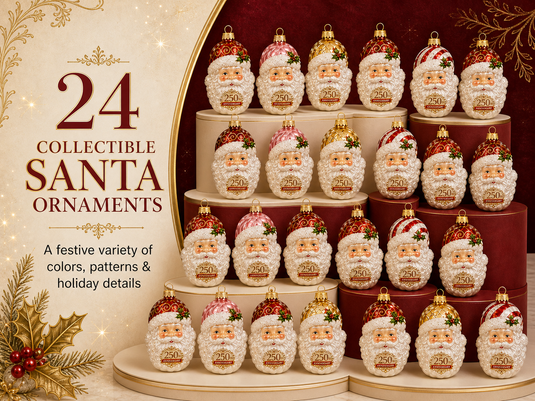 Detailed blown glass Santa Claus Christmas ornaments