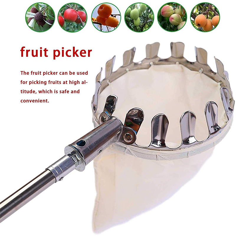 🥳2026 HOT SALE🥳💞50K+ SOLD! 🍎🌳 50% OFF! Fruit Picker Head Basket – no ladder needed, easy attach & reach high branches. Durable metal tines + nylon bag, pick apples, pears & more without damage! 🛡️💪