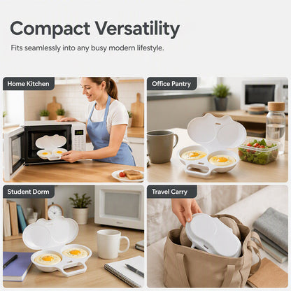 🍳 Microwave Egg Poacher 🥚💛 Quick Easy Convenient Egg Cooker with Lid & Handle for Perfect Breakfasts