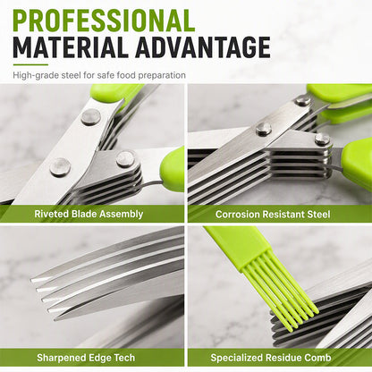 ✂️ 5-Blade Herb Scissors – Fast & Convenient Herb Chopping Tool