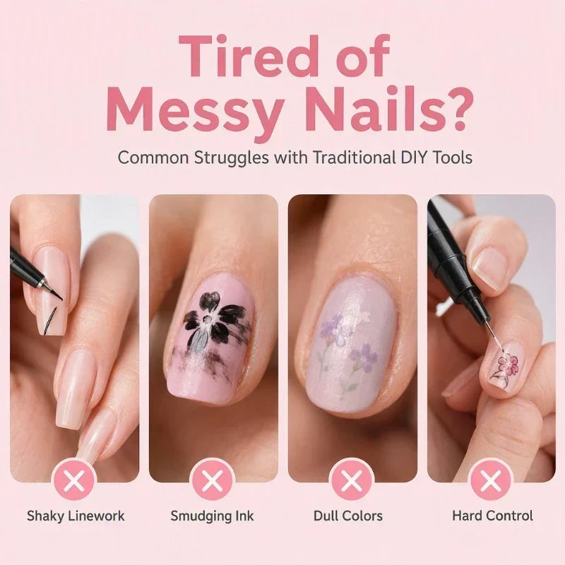 💅 12-Color Dual-Tip Nail Art Pens – Easy DIY Nail Designs