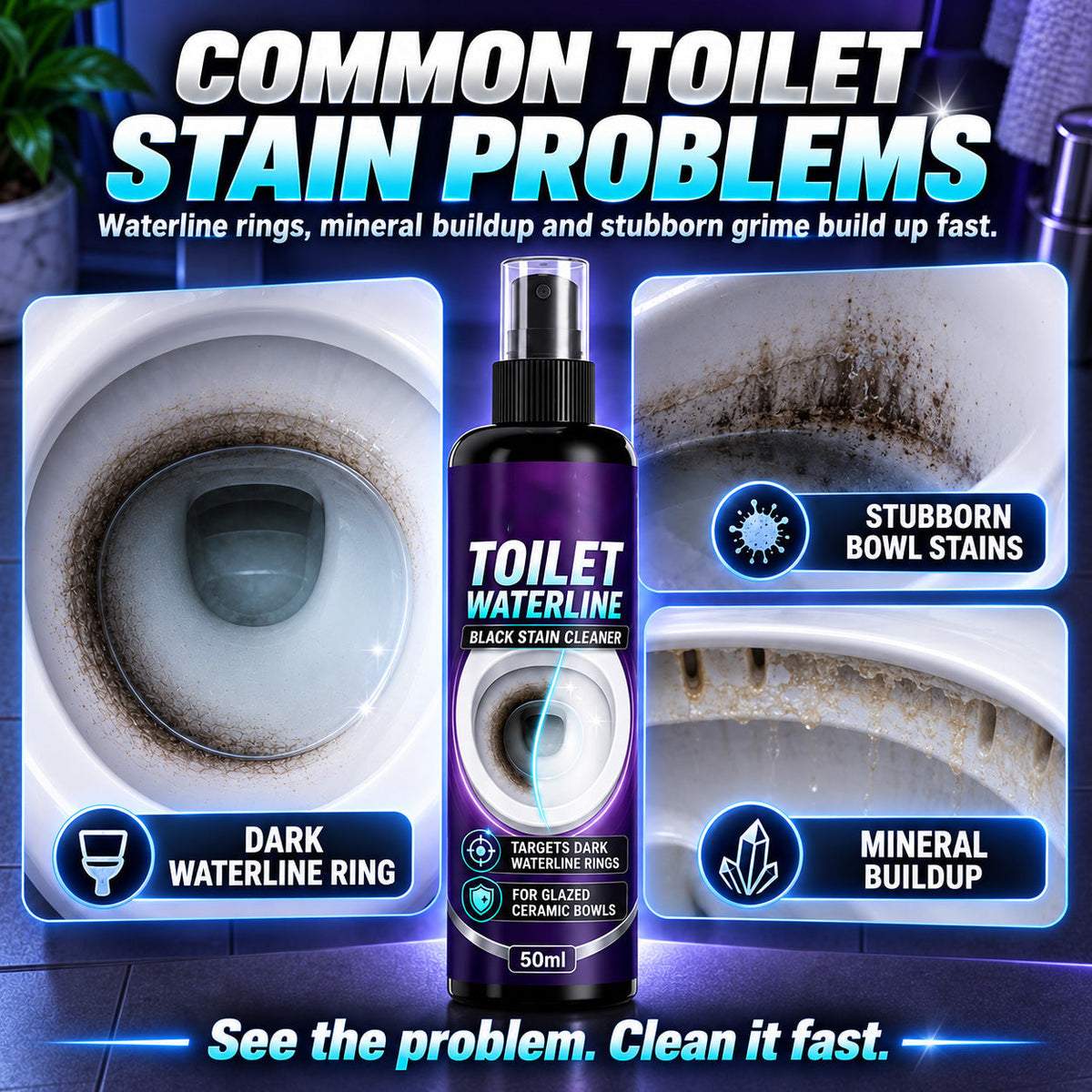 🥳HOT SALE🥳💞10K+ SOLD! Waterline Cleaner! Targets black rings, clinging formula & less scrubbing. Clean bowl – grab yours! ✅