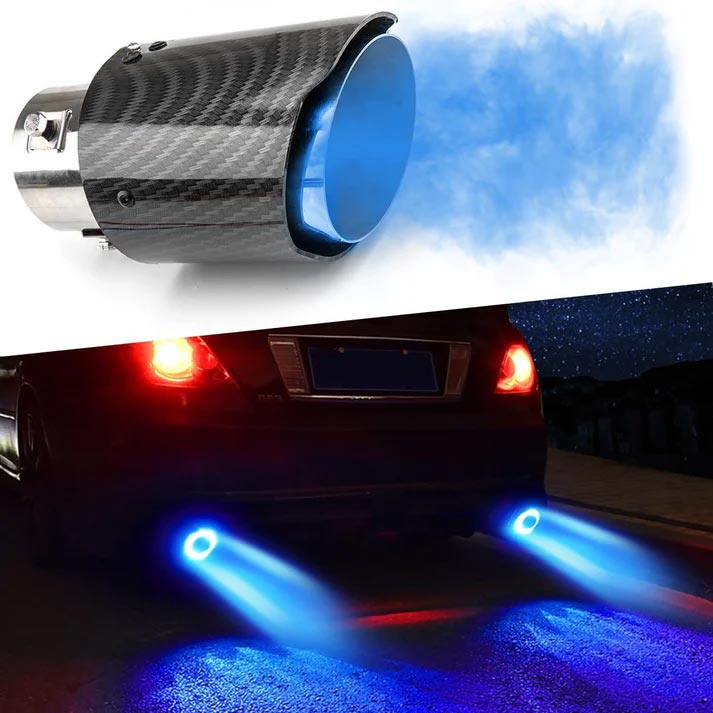 🔵 Universal LED Carbon Fiber Exhaust Pipe Light for Cars