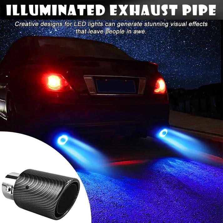 🔵 Universal LED Carbon Fiber Exhaust Pipe Light for Cars