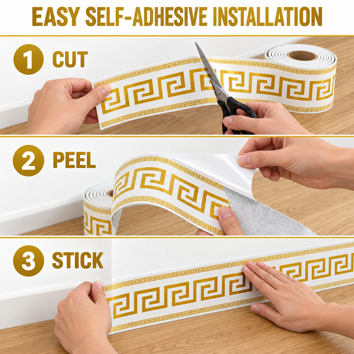 📢📢50% OFF !! ⏰Self-Adhesive Skirting Board Border Sticker