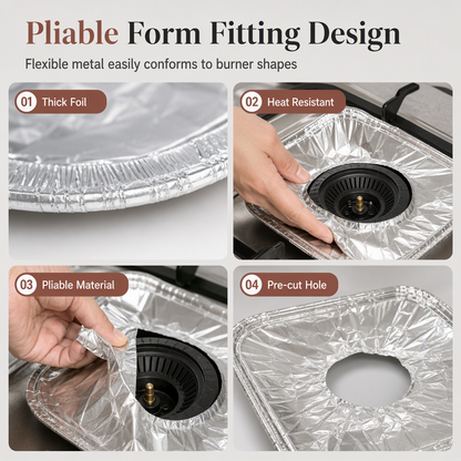 10-Pack Aluminum Foil Gas Stove Burner Liners
