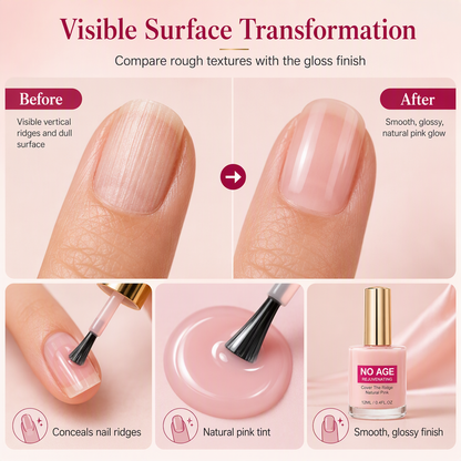 💅50% OFF NOW! Natural Pink Nail Ridge Filler 12ml, Rejuvenating Nail Smoothing Coat, Instantly Conceal Vertical Nail Ridges for Glossy Healthy Nails