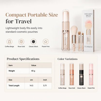 Portable Retractable Makeup Brush Set