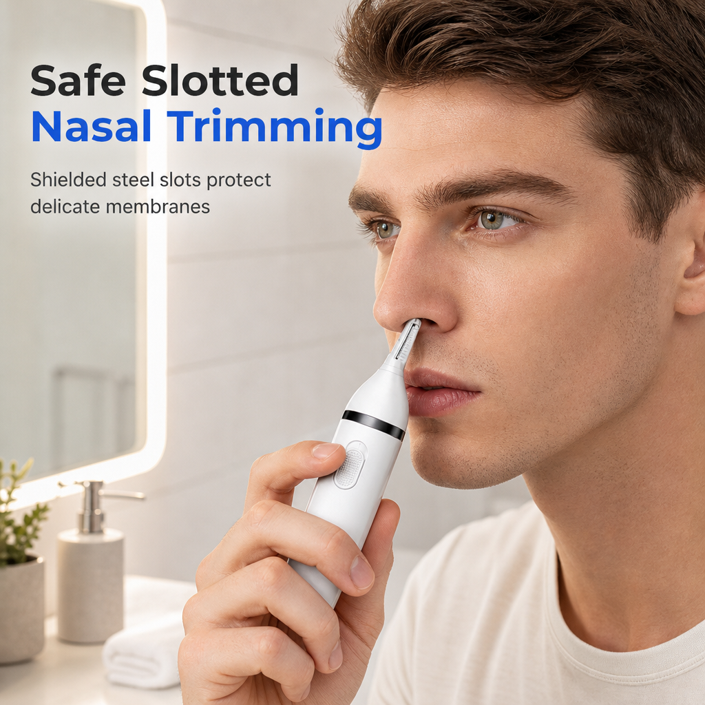 ✂️ Electric Nose Hair Trimmer – Dual-Edge Stainless Steel Grooming Tool