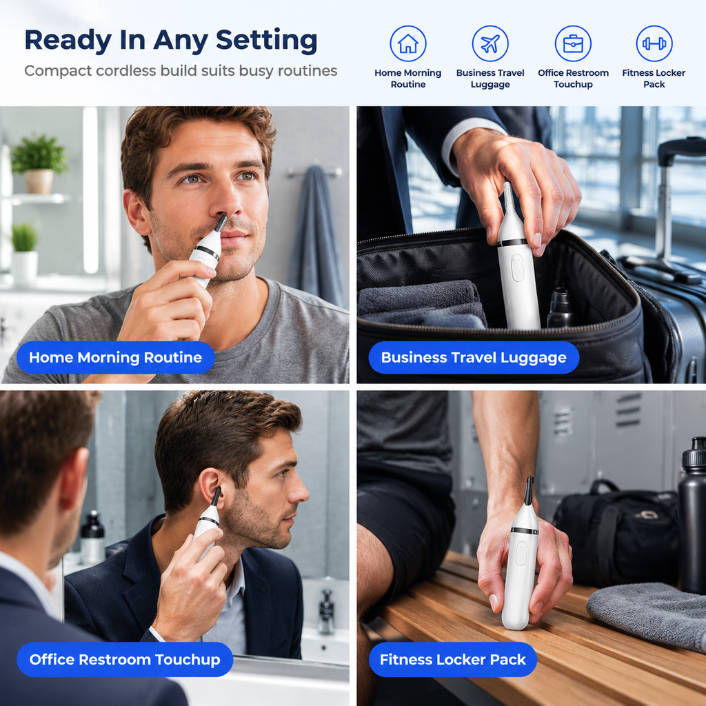 ✂️ Electric Nose Hair Trimmer – Dual-Edge Stainless Steel Grooming Tool
