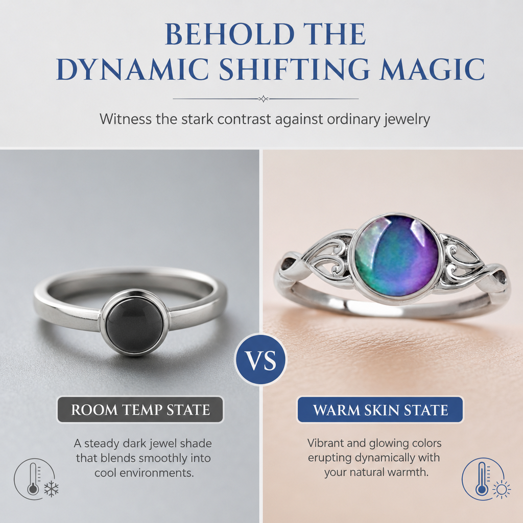 💍Fashionable Sweet Style Temperature Color Changing Stone Mood Ring✨