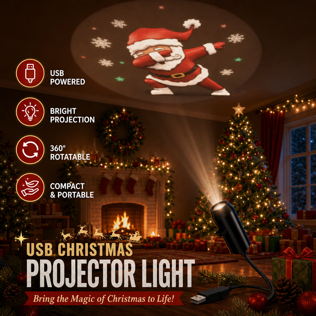 Plug-&-Play HD Christmas Projector – 6 or 10 Festive Scenes
